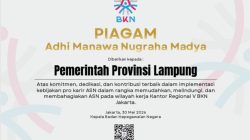 *Pemprov Lampung Raih Penghargaan Adhi Manawa Nugraha Madya dari BKN*