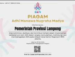 *Pemprov Lampung Raih Penghargaan Adhi Manawa Nugraha Madya dari BKN*