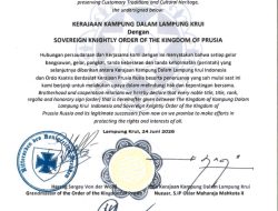 Kerajaan Kampung Dalam Lampung Krui dan Ordo Ksatria Kerajaan Prusia Teken Nota Kesepakatan Pelestarian Adat dan Budaya